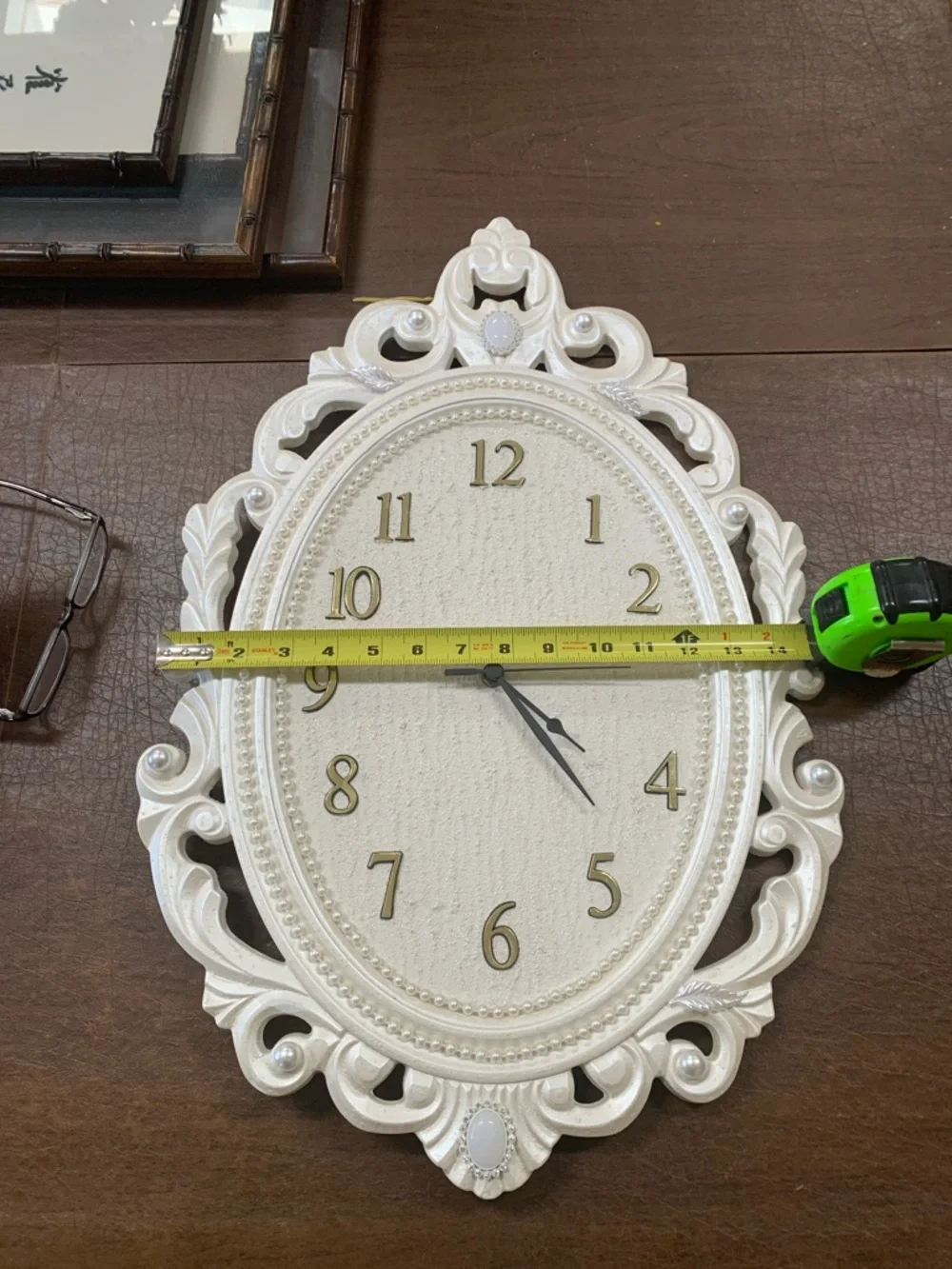 Elegant White Ornate Wall Clock - Decorative Home Wall Decor